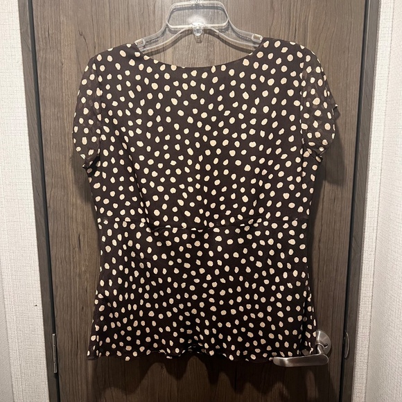 Jones New York 100% Silk Brown & Cream Polka Dot 2-Piece Set Size 10 - Picture 3 of 6